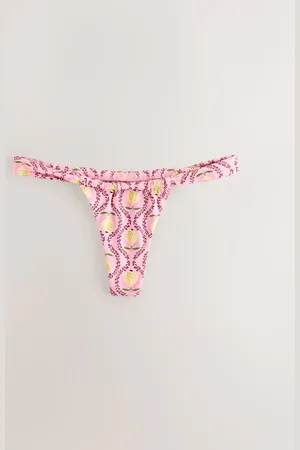 Next Pink Lemon Print Tanga Bikini Bottoms AU 8