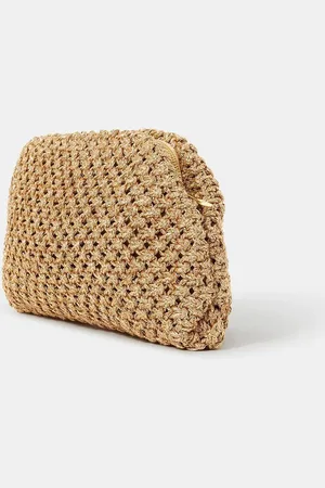 Accessorize Gold Woven Clutch Bag one
