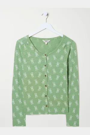 Fat Face FatFace Leah Green Woodblock Button Through Top AU 24