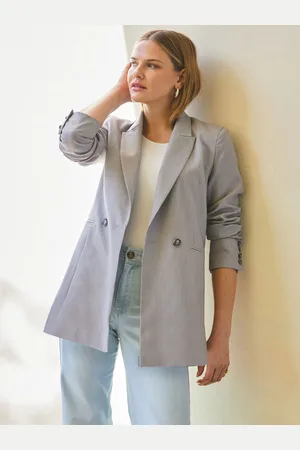 Sosandar Grey Double Breasted Blazer AU 16