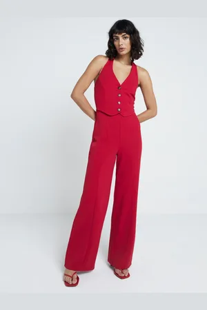 River Island Red Halter Neck Waistcoat Jumpsuit 14