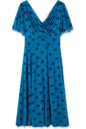 Scarlett & Jo Victoria Flock Spot Angel Sleeve Mesh Midi long Dress AU 16