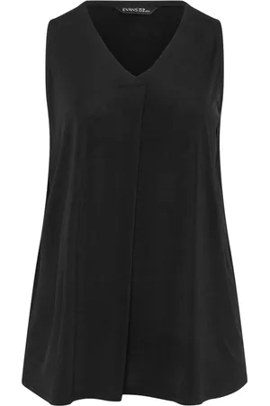 Evans Curve Pleat Front Vest Black Top AU 16