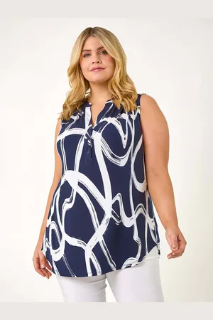 Roman Blue Curve Abstract Print Vest Top AU 22-24