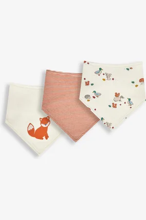 JoJo Maman Bébé Woodland/Fox 3-Pack Cotton Baby Dribble Bibs One