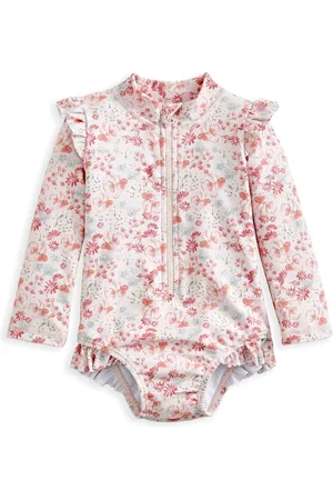 Mamas & Papas Pink Floral Print Long Sleeve Swimsuit Upto 3 Months (50