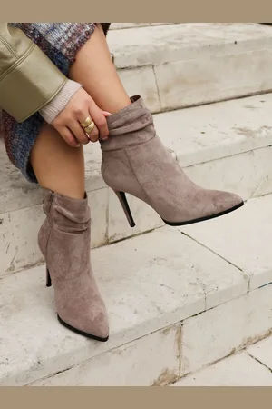 Linzi Brown Eclipse Ruched Pointed Stiletto Heel Boots AU 7 (EU 38)