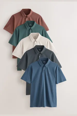 Next Regular Fit Short Sleeve Jersey Polo Shirts 5 Pack M