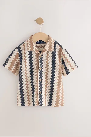 Next Short Sleeves Textured Stripe Shirt (3mths-7yrs) 4