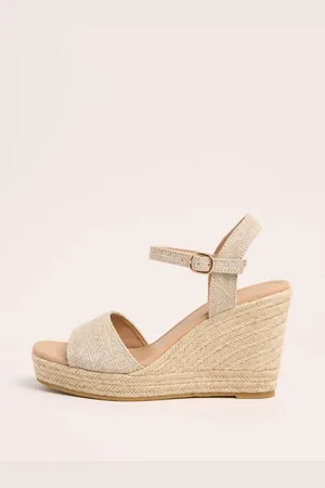 Friends Like These Neutral Wide Fit Ankle Strap Espadrille Wedges Sandals AU 10 (EU 41)