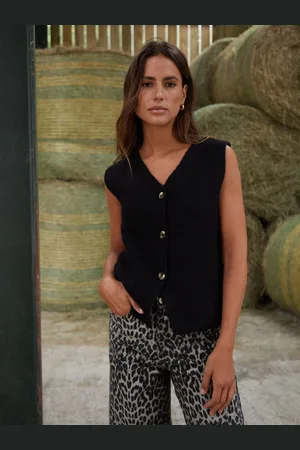 Threadbare Black Knitted Waistcoat AU 10