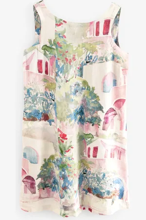 Next Linen Scoop Back Mini Shift Dress AU 12
