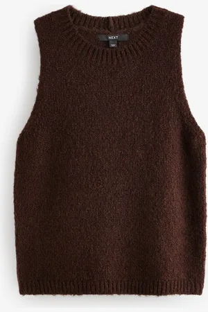 Next Brown Knitted Crew Neck Tank XXL Regular