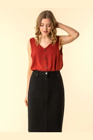 Roman A-Line Knee Length Denim Skirt AU 10