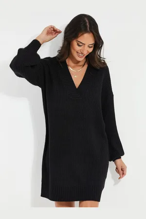 Threadbare V-Neck Knitted Jumper Dress AU 16