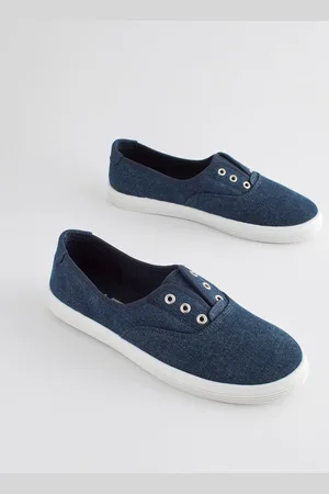 Next Denim Embroidered Forever Comfort Laceless Canvas Slip-On Trainers AU 8 (EU 39)