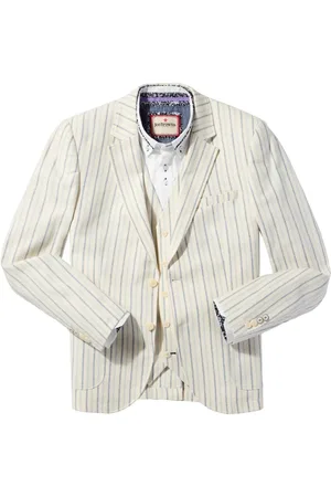 Joe Browns Cream Striped Linen Blend Suit Jacket 48