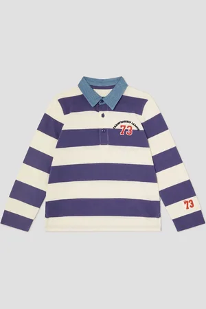 Monsoon Blue Stripe Long Sleeve Rugby 100% Cotton Rugby Shirt 2