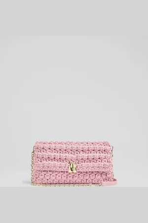 LK Bennett Pink Larna Crochet Oloid Clutch Bag One