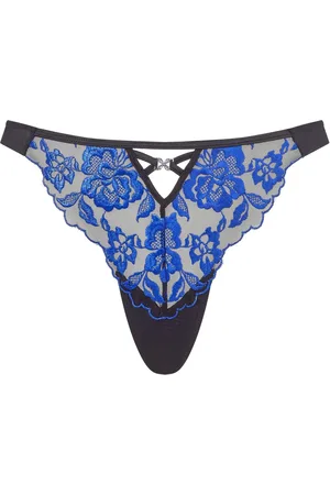 Ann Summers Black Endless Attraction Foiled Embroidered Thong AU 22