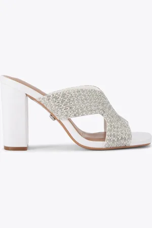 Carvela White Paparazzi Pearl Block Sandals AU 6 (EU 37)