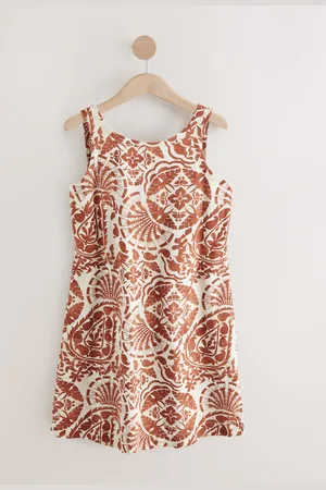 Next Linen Scoop Back Mini Shift Dress AU 26