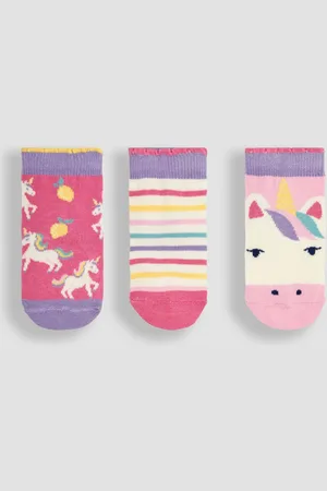 JoJo Maman Bébé Light Pink 3-Pack Unicorn Socks 2