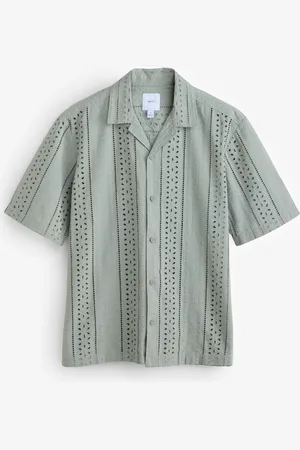 Next 100% Cotton Textured Broderie Short Sleeve Shirt XXL