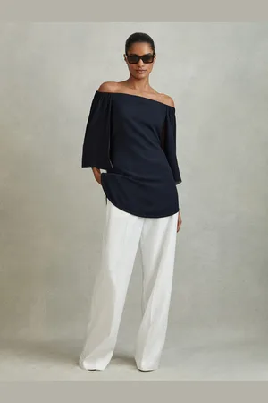 Reiss Navy Alexis Off-The-Shoulder Tunic AU 6