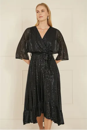 Yumi Sequin Kimono Midi Wrap Dress AU 10