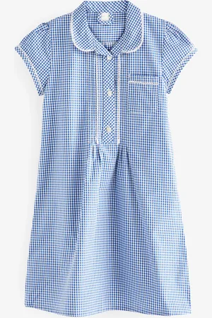 Next Cotton Rich Button Front Lace Gingham School Dress (3-14yrs) 13 Years (158cm)