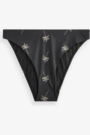 Never Fully Dressed Black Palm Bandeau Embroidered Bikini Bottoms AU 24