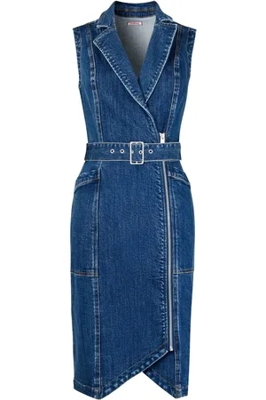 Joe Browns Asymmetric Zip Belted Sleeveless Denim Dress AU 12