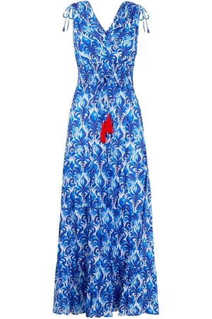 Joe Browns Breezy 100% Cotton Printed Tie Shoulder Maxi Dress AU 12
