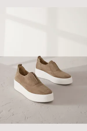 Next Chocolate Brown Slip On Signature Forever Comfort Leather Chunky Wedge Platform Trainers AU 7 (EU 38)