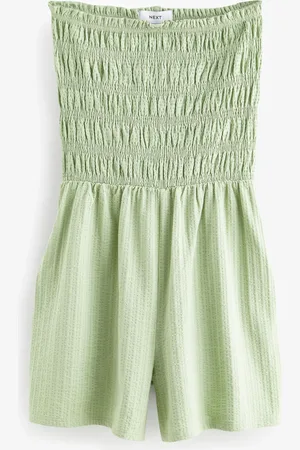 Next Sage Green Bandeau Shirred 100% Cotton Playsuit AU 20 Tall