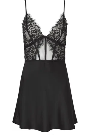 Ann Summers Black Ce Soir Satin Lace Chemise Slip Nightie XXL