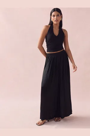 Next Pleated Satin Maxi Skirt AU 18 R
