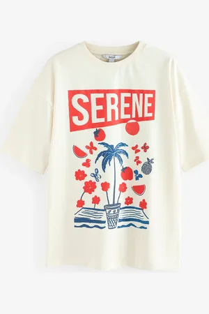 Next Ecru White/Red Graphic Fun Summer Fruit 100% Cotton Relaxed Fit T-Shirt S