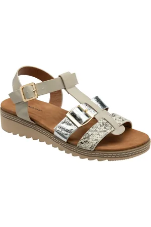Dunlop White Twin Strap T-Bar Buckle Sandals eu38uk5