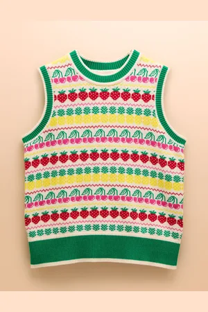 Joules Fruity Multi Knitted Cotton Vest xlarge