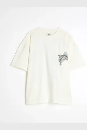 River Island White Boys 100% Cotton Back Print Dragon T-Shirt 110116cm