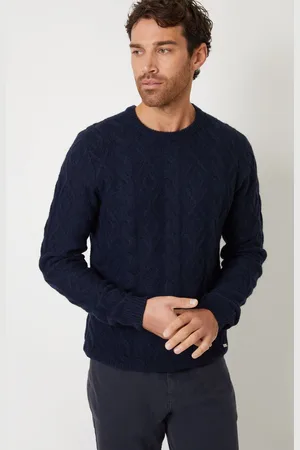 Threadbare Navy Blue Cable Knit Crew Neck Jumper S