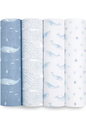 Aden + Anais Blue Cotton Muslin Blankets 4 Pack one