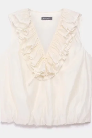 mint&berry White Ruffle Front Blouses xlarge