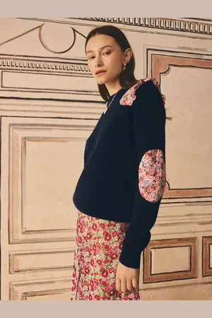 Cath Kidston Navy Ditsy Patchwork 100% Cotton Jumper M