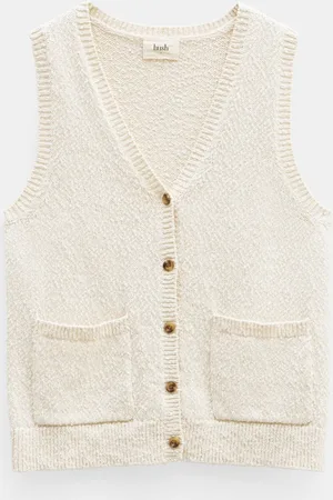 Hush Puppies White 100% Cotton Ottiline Knitted Waistcoat XS