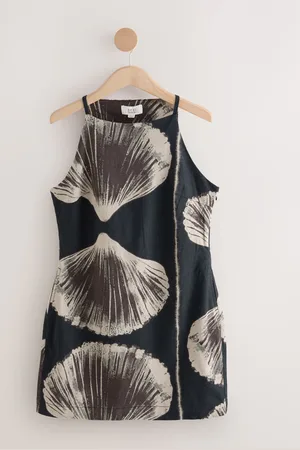 Next Mini Sleeveless Racer Stretch Linen Blend Dress AU 20 Tall
