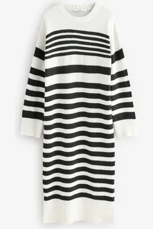 Next Relaxed Soft Touch Crew Neck Midi Knitted Jumper Dress L Reg