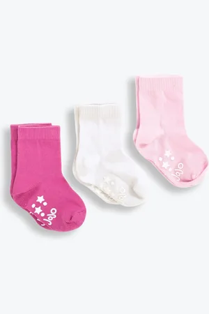 JoJo Maman Bébé Pink 3-Pack Short Cotton Socks 4